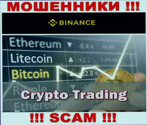Вид деятельности мошенников Бинансе Ком - это Crypto trading, однако помните это надувательство !
