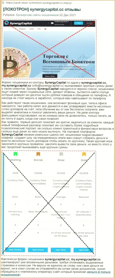 Обзор SynergyCapital Cc с разбором всех признаков махинаций