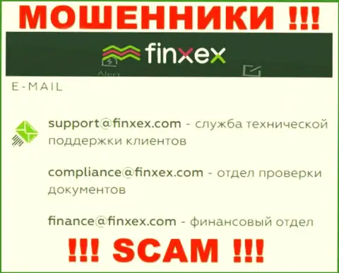 В разделе контактных данных ворюг Finxex Com, предоставлен именно этот e-mail для обратной связи с ними