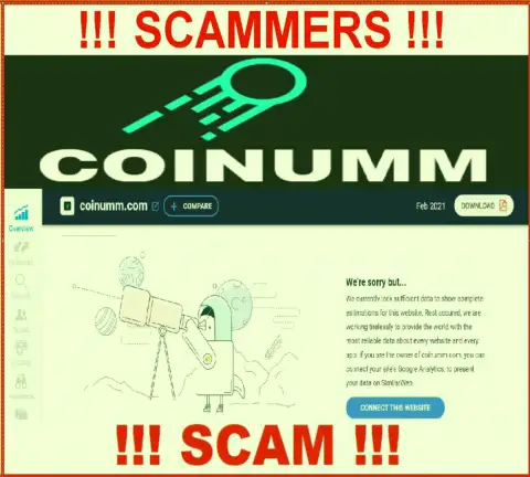 There is no information about Coinumm Com crooks on similarweb