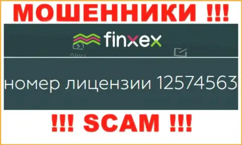 Finxex Com скрывают свою мошенническую сущность, размещая у себя на интернет-ресурсе лицензию