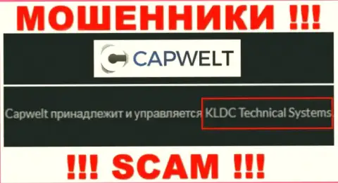 Юридическое лицо компании Cap Welt - это KLDC Technical Systems, инфа позаимствована с официального сайта
