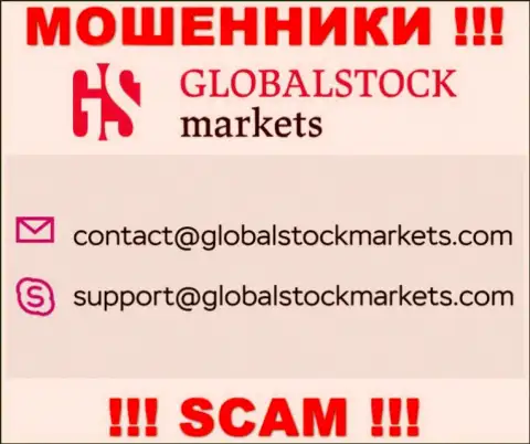 Связаться с интернет мошенниками GlobalStockMarkets возможно по представленному адресу электронного ящика (информация была взята с их сайта)