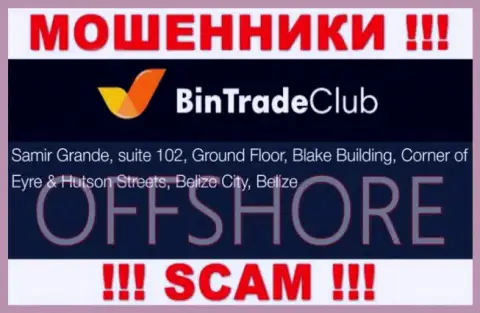 Незаконно действующая компания BinTrade Club зарегистрирована на территории - Belize