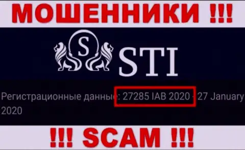 Регистрационный номер StokOptions Com, который мошенники засветили у себя на web-странице: 27285 IAB 2020