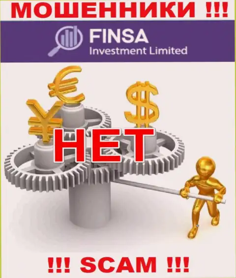 У конторы FinsaInvestmentLimited Com нет регулятора, а значит ее неправомерные комбинации некому пресекать