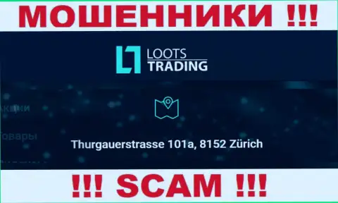 Loots Trading - это еще одни жулики !!! Не собираются приводить реальный адрес регистрации организации