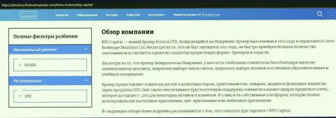 Обзор forex дилингового центра BTG-Capital Com на сайте директори финансмагнат ком