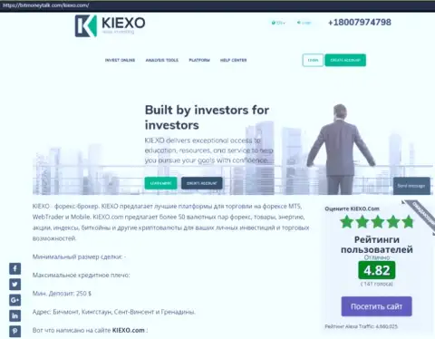 Рейтинг форекс дилинговой организации Kiexo Com, опубликованный на сайте bitmoneytalk com