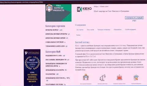 Обзор об условиях для совершения торговых сделок форекс дилинговой организации KIEXO, размещенный на web-сайте Директори ФинансМагнатес Ком