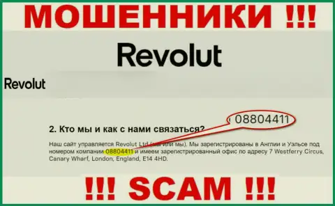 Будьте очень внимательны, наличие номера регистрации у Револют (08804411) может быть ловушкой