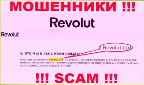 Revolut Ltd - это контора, которая руководит internet мошенниками Револют Ком